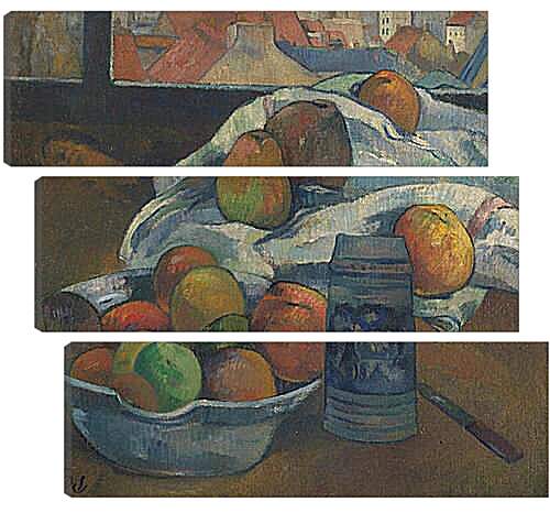 Модульная картина - Bowl of Fruit and Tankard before a Window. Поль Гоген