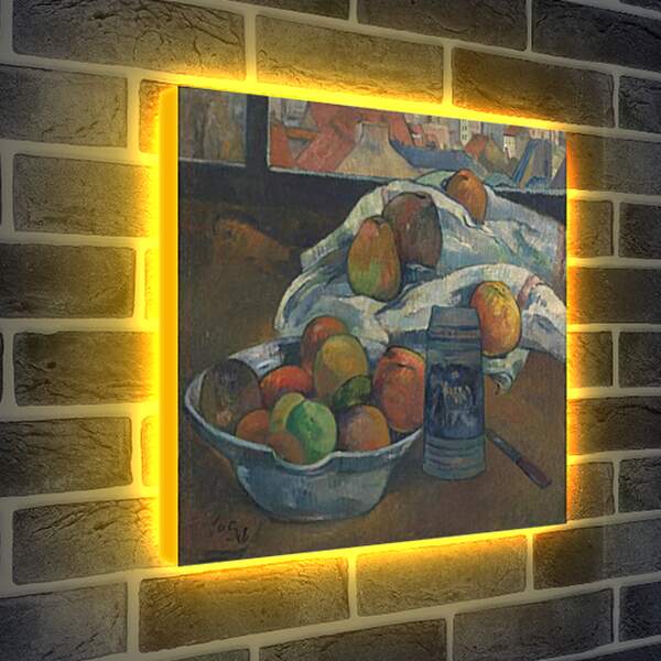 Лайтбокс световая панель - Bowl of Fruit and Tankard before a Window. Поль Гоген