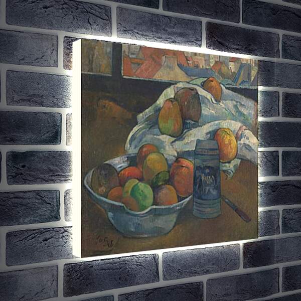 Лайтбокс световая панель - Bowl of Fruit and Tankard before a Window. Поль Гоген