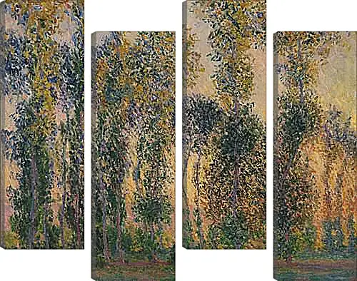 Модульная картина - Poplars at Giverny, Sunrise. Клод Моне