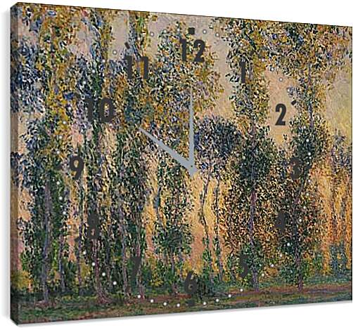 Часы картина - Poplars at Giverny, Sunrise. Клод Моне
