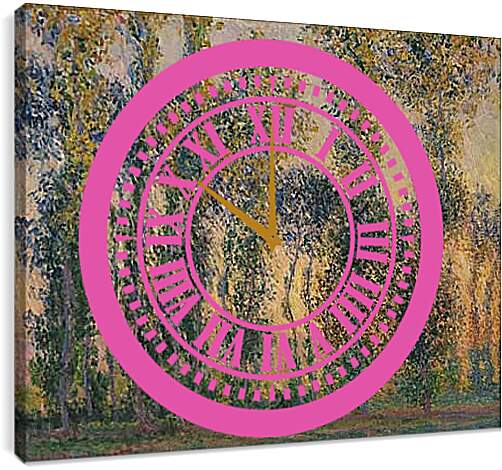 Часы картина - Poplars at Giverny, Sunrise. Клод Моне