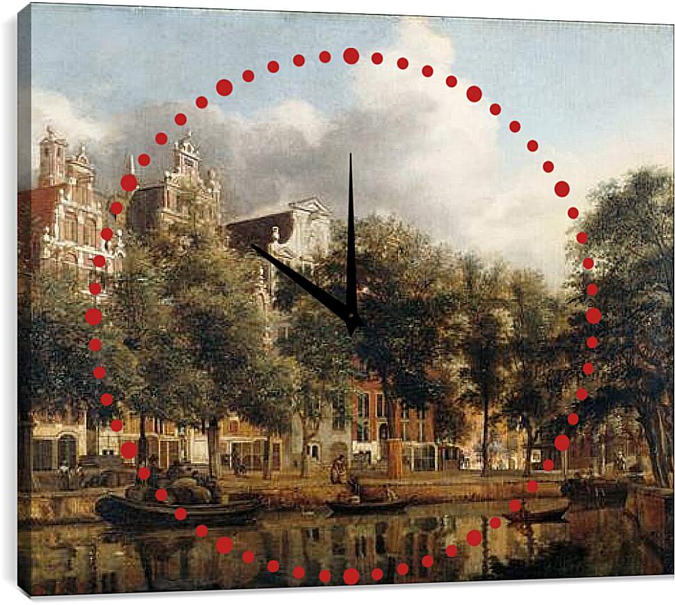 Часы картина - Херенграхт в Амстердаме. Ян Ван дер Хейден