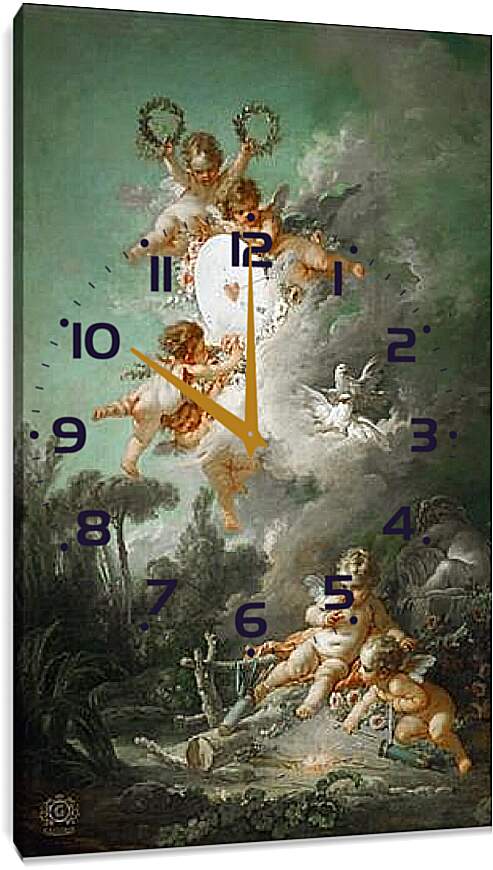 Часы картина - Мишень любви. Франсуа Буше