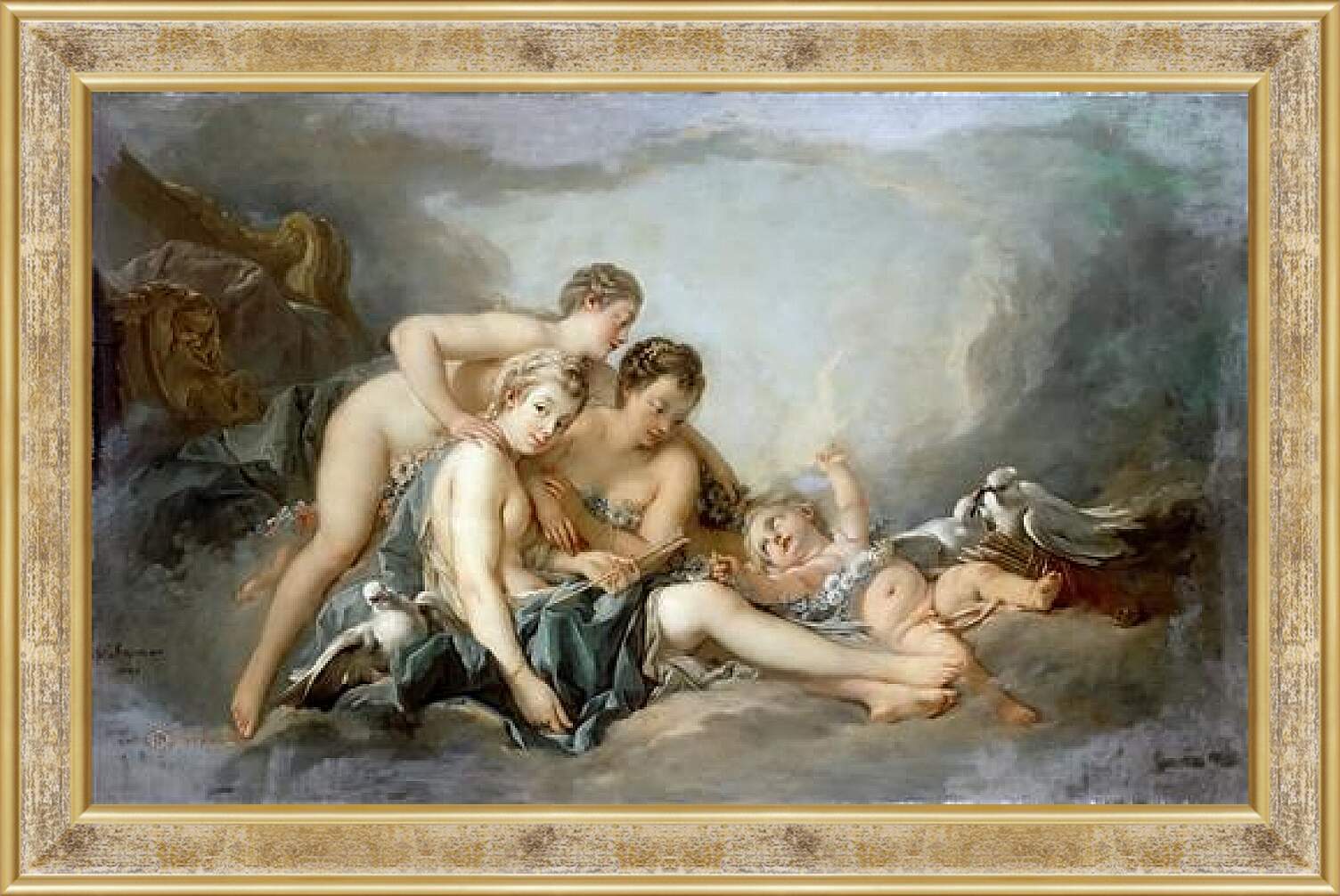 Картина в раме - Венера обезоруживает Купидона. Франсуа Буше