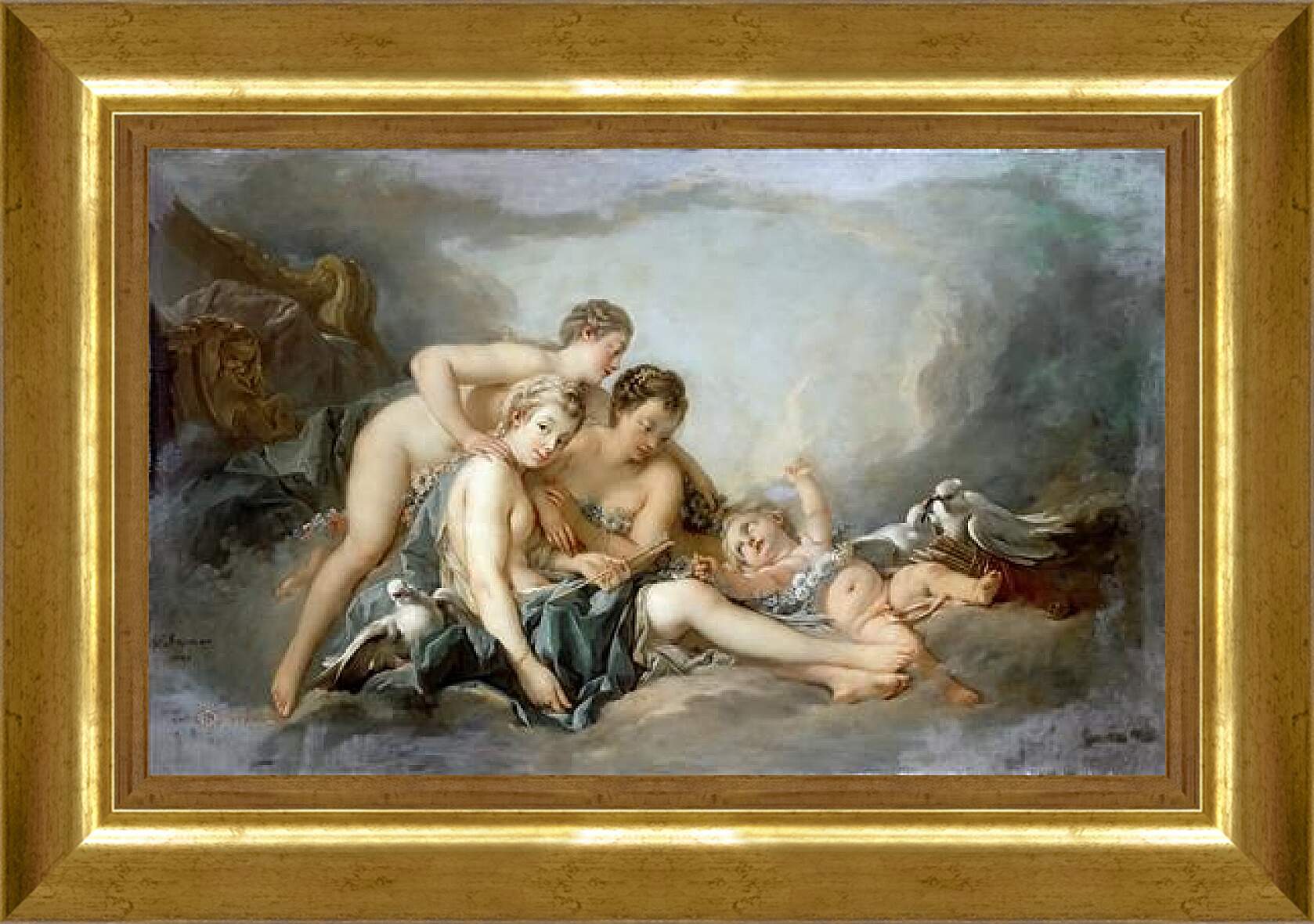 Картина в раме - Венера обезоруживает Купидона. Франсуа Буше