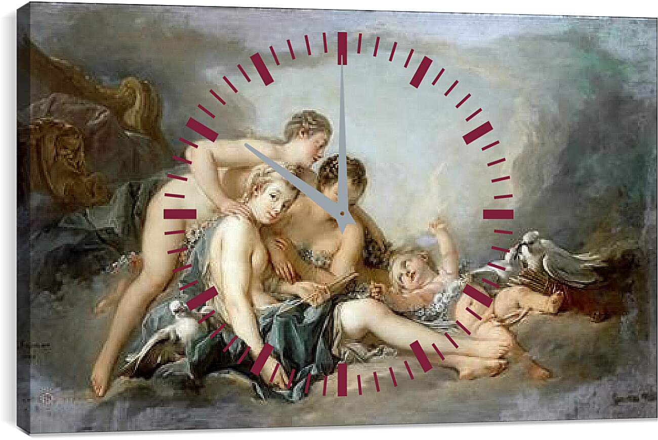 Часы картина - Венера обезоруживает Купидона. Франсуа Буше