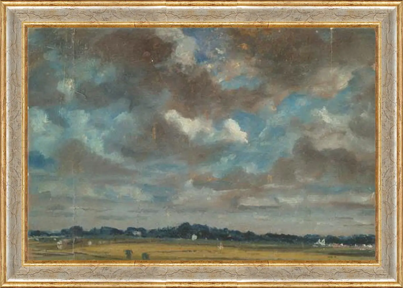 Картина в раме - Extensive Landscape with GreyClouds. Джон Констебл