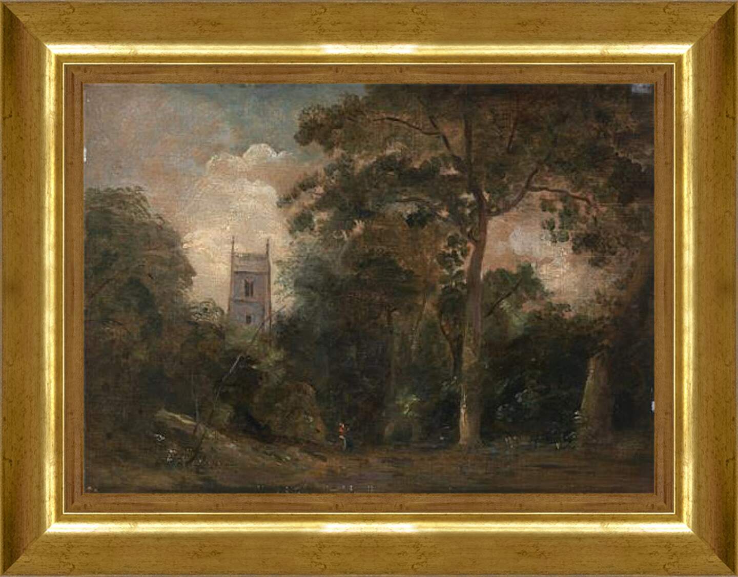 Картина в раме - A Church in the Trees. Джон Констебл
