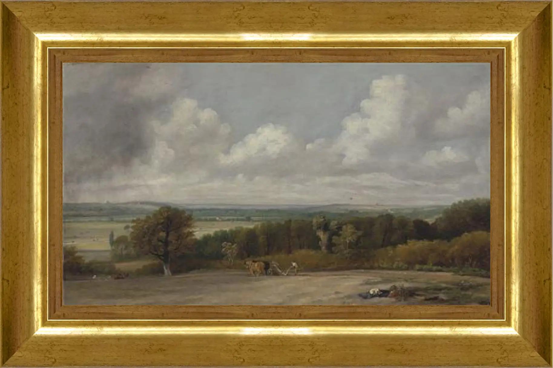 Картина в раме - Ploughing Scene in Suffolk. Джон Констебл