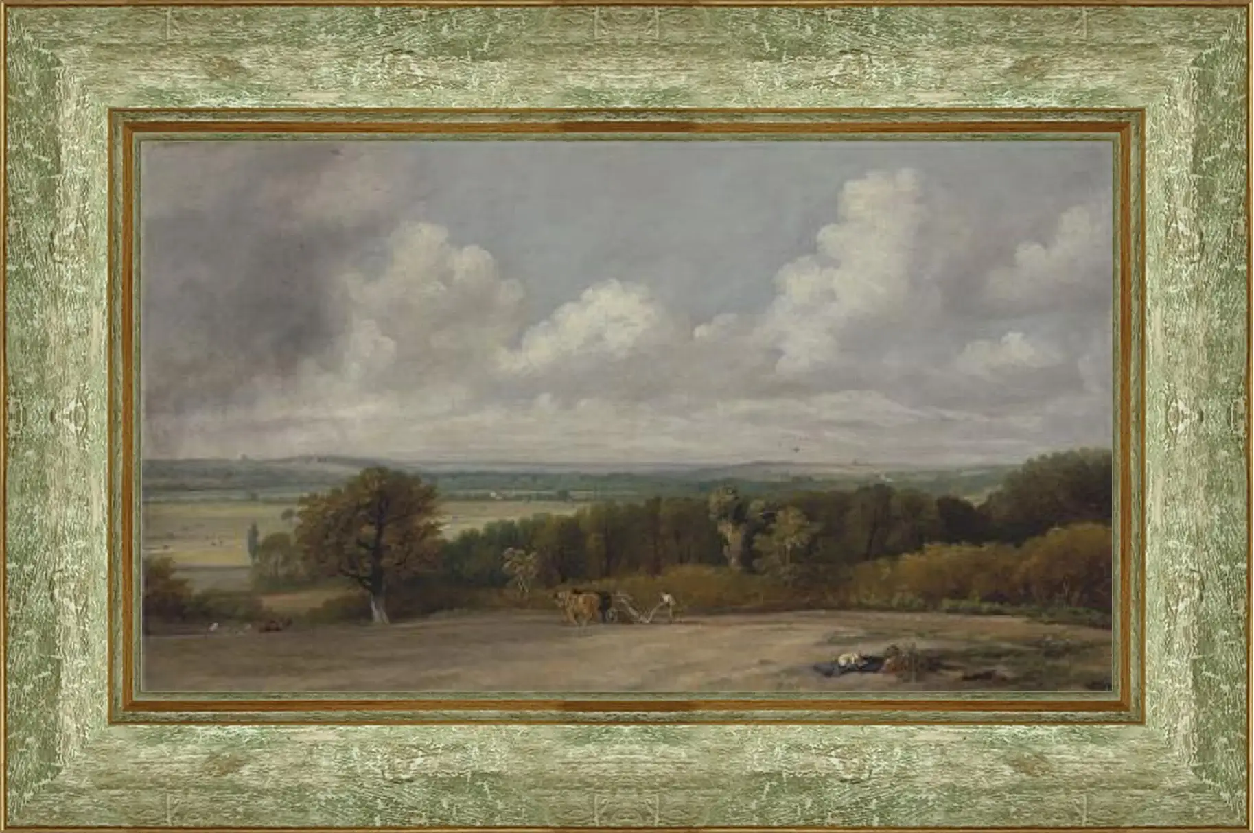 Картина в раме - Ploughing Scene in Suffolk. Джон Констебл