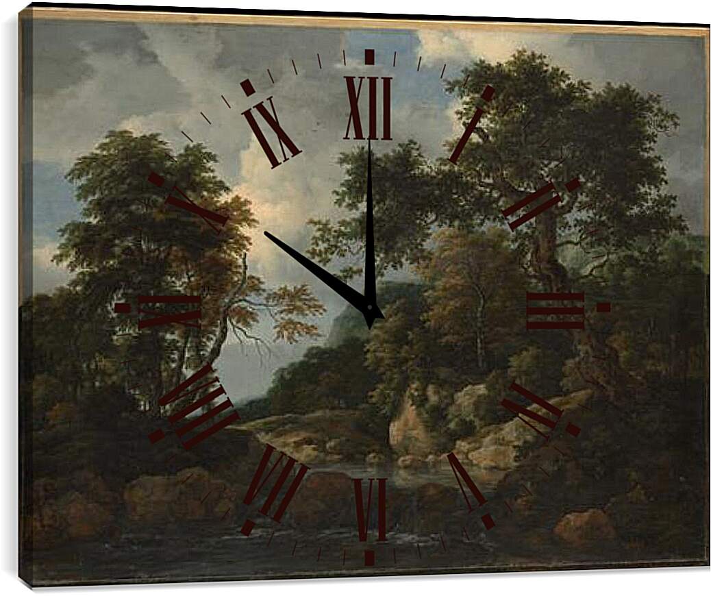Часы картина - The Forest Stream. Якоб ван Рейсдал