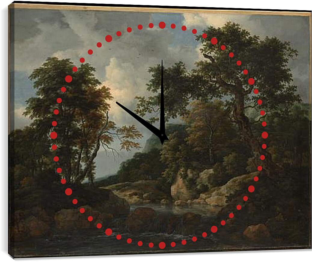 Часы картина - The Forest Stream. Якоб ван Рейсдал
