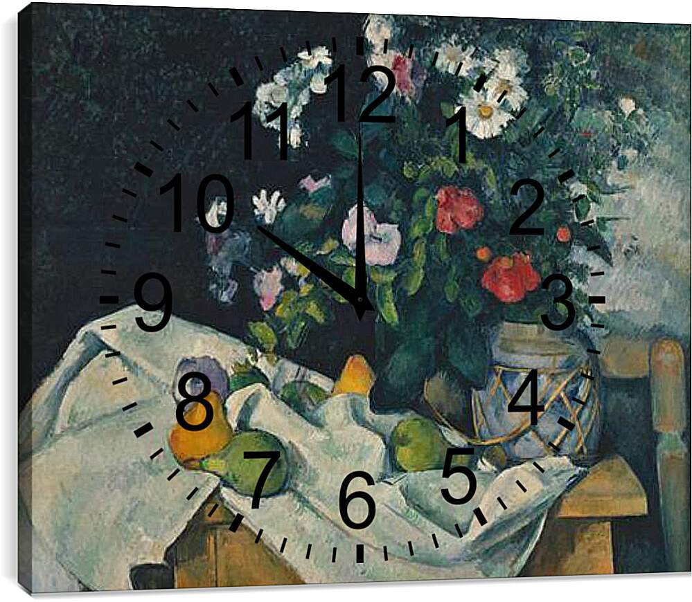 Часы картина - Натюрморт с цветами. Поль Сезанн
