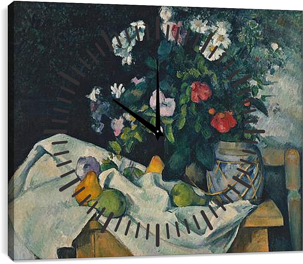 Часы картина - Натюрморт с цветами. Поль Сезанн