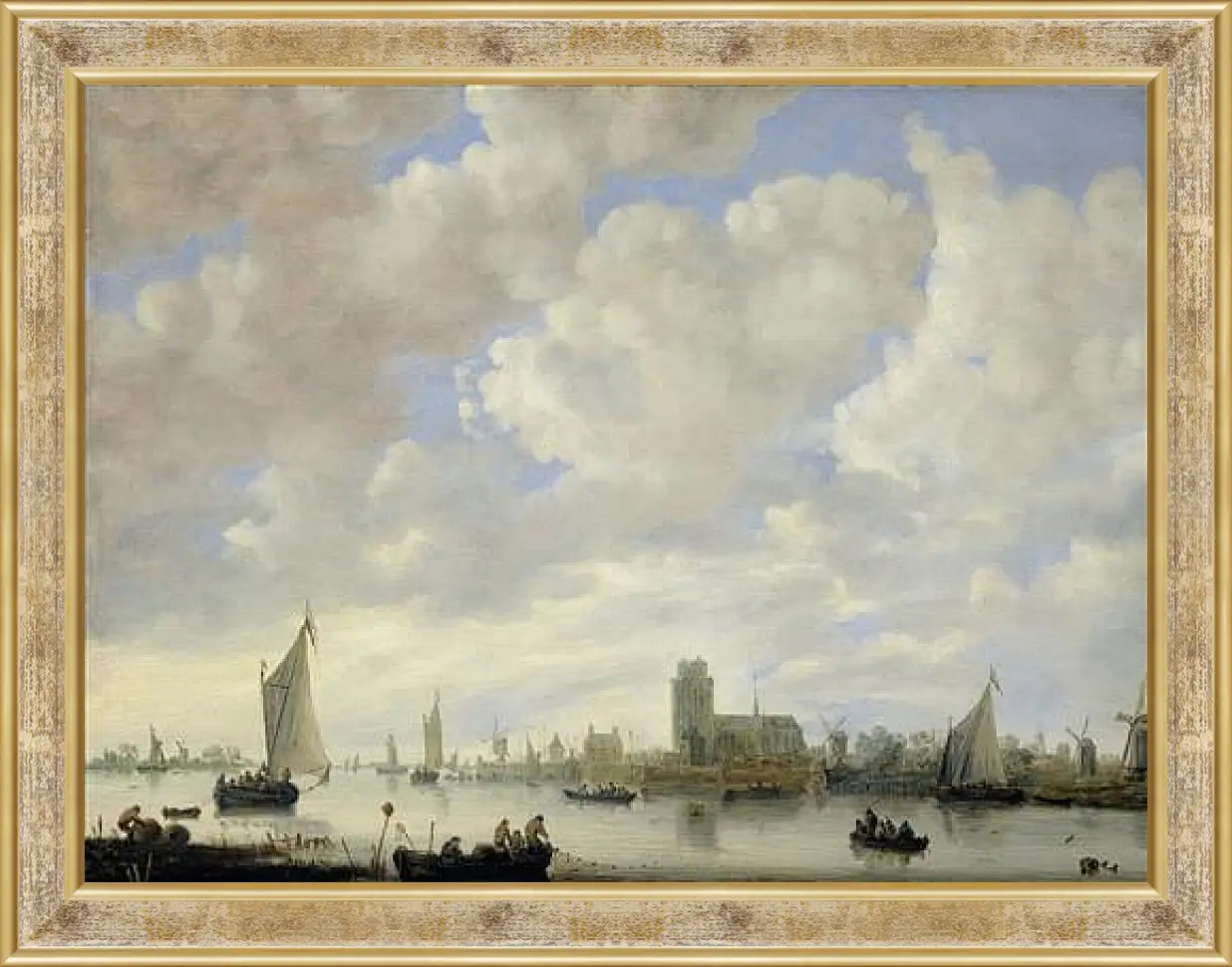 Картина в раме - View of the Merwede off Dordrecht. Ян ван Гойен