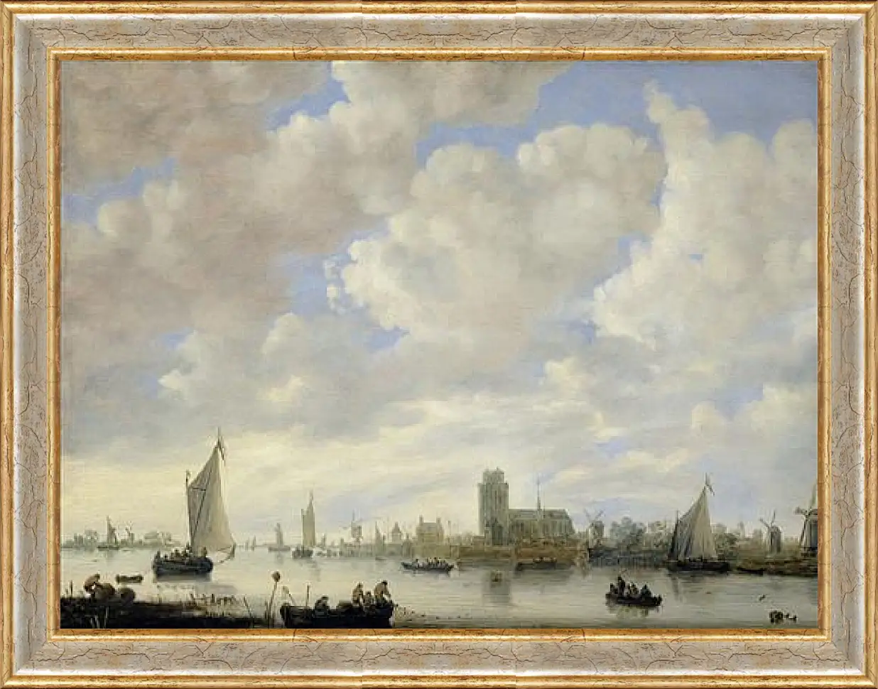 Картина в раме - View of the Merwede off Dordrecht. Ян ван Гойен