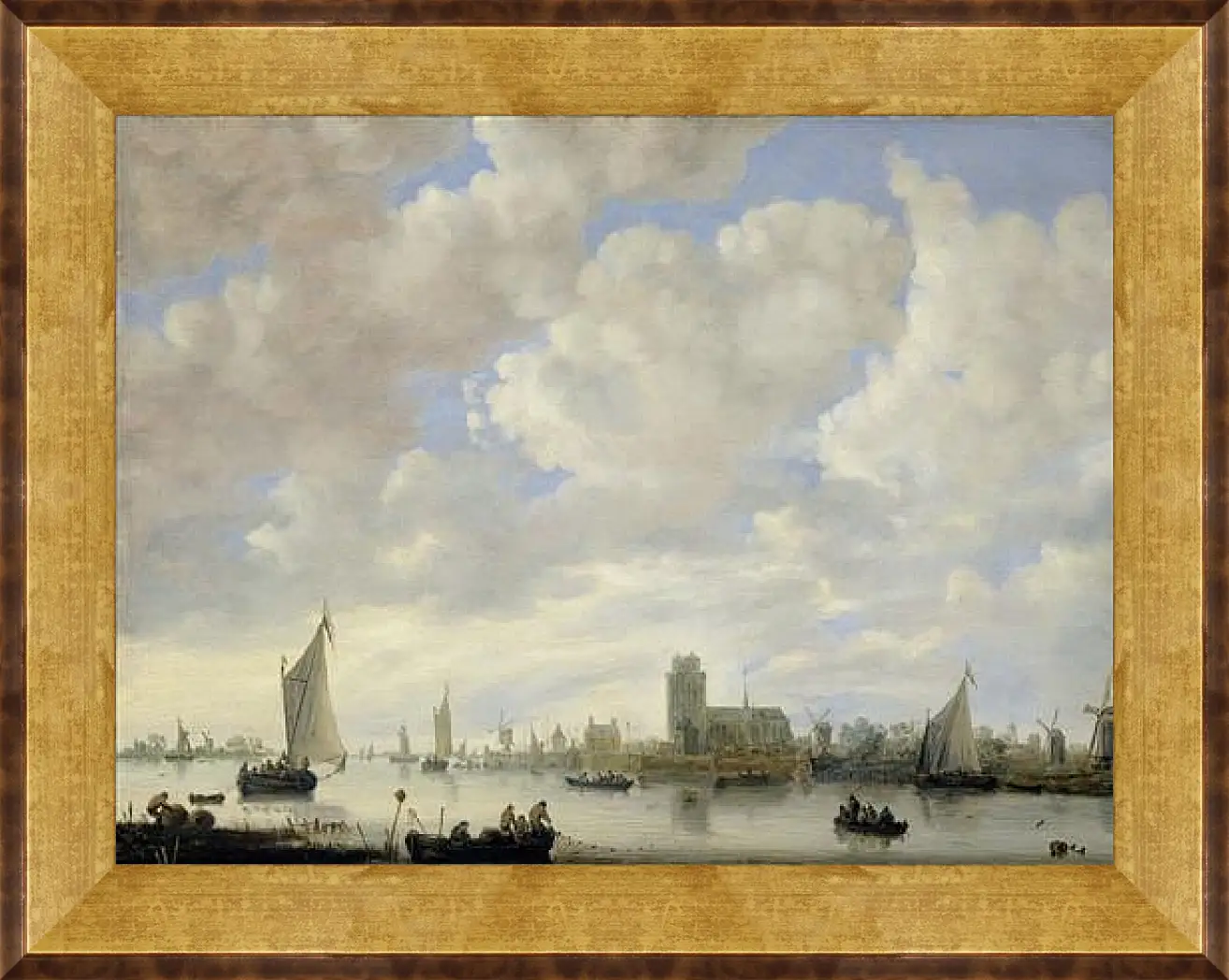 Картина в раме - View of the Merwede off Dordrecht. Ян ван Гойен