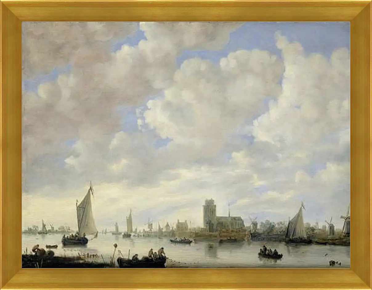 Картина в раме - View of the Merwede off Dordrecht. Ян ван Гойен