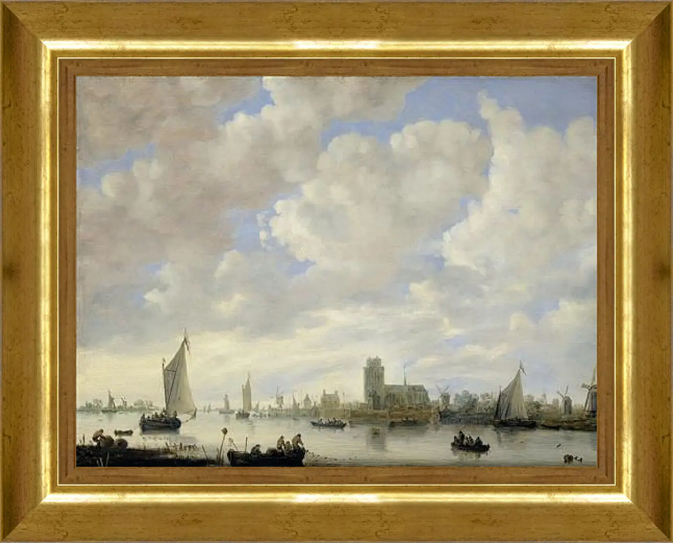 Картина в раме - View of the Merwede off Dordrecht. Ян ван Гойен