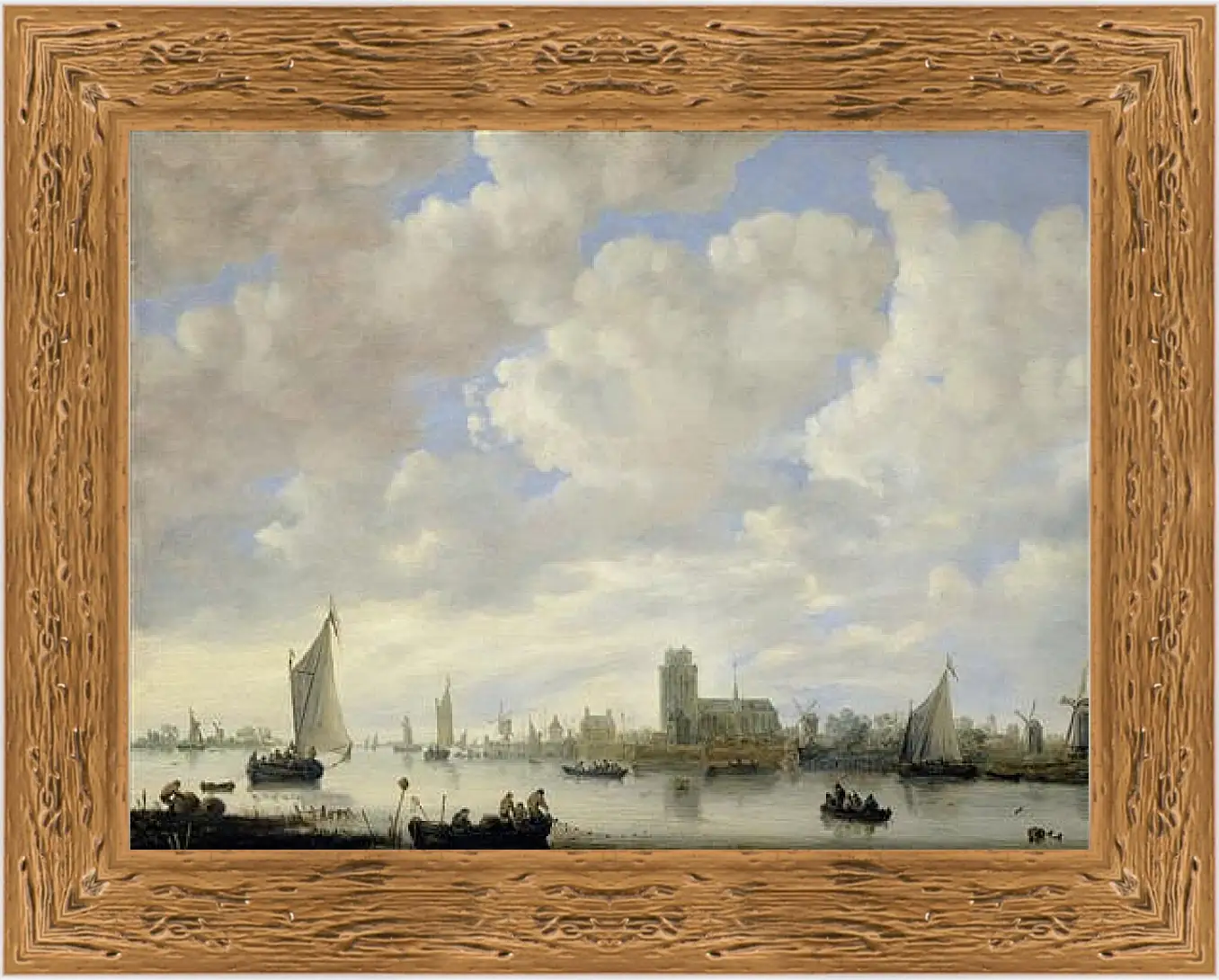 Картина в раме - View of the Merwede off Dordrecht. Ян ван Гойен