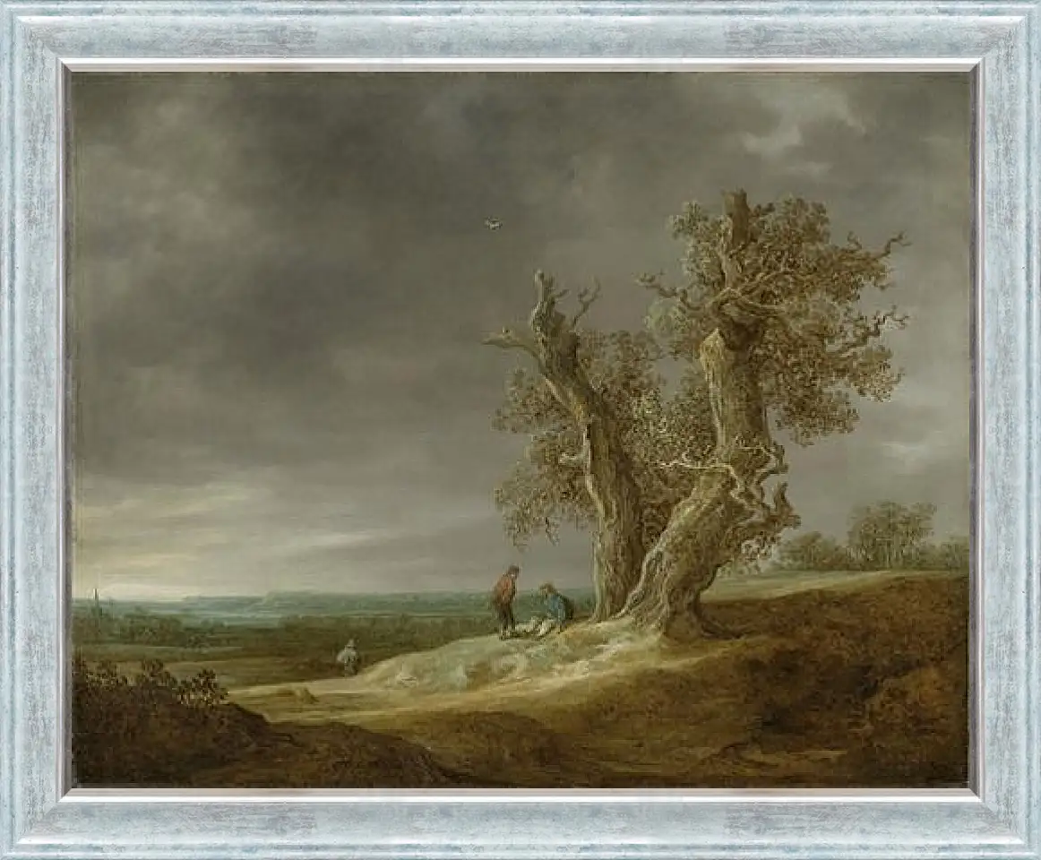 Картина в раме - Landscape with two oaks. Ян ван Гойен