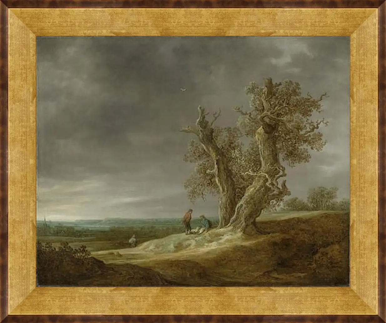 Картина в раме - Landscape with two oaks. Ян ван Гойен