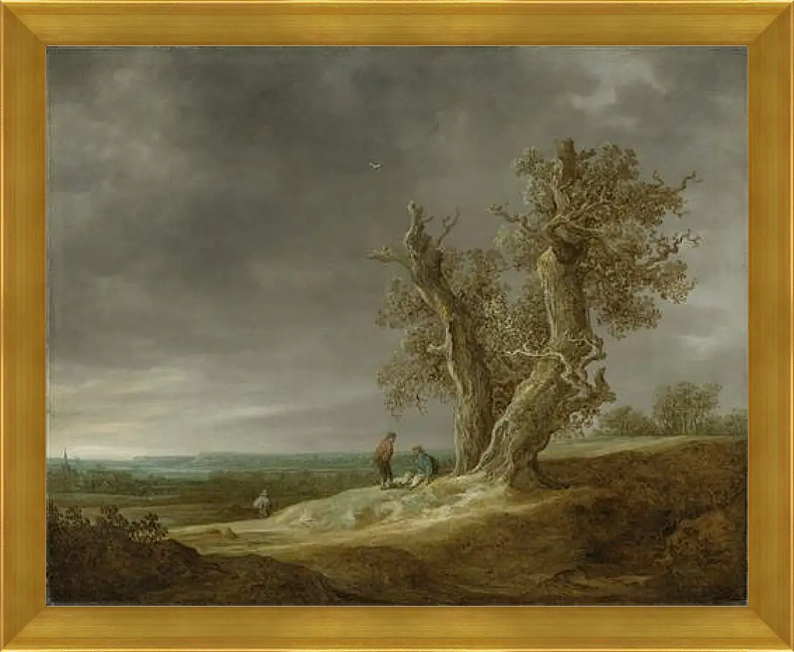 Картина в раме - Landscape with two oaks. Ян ван Гойен