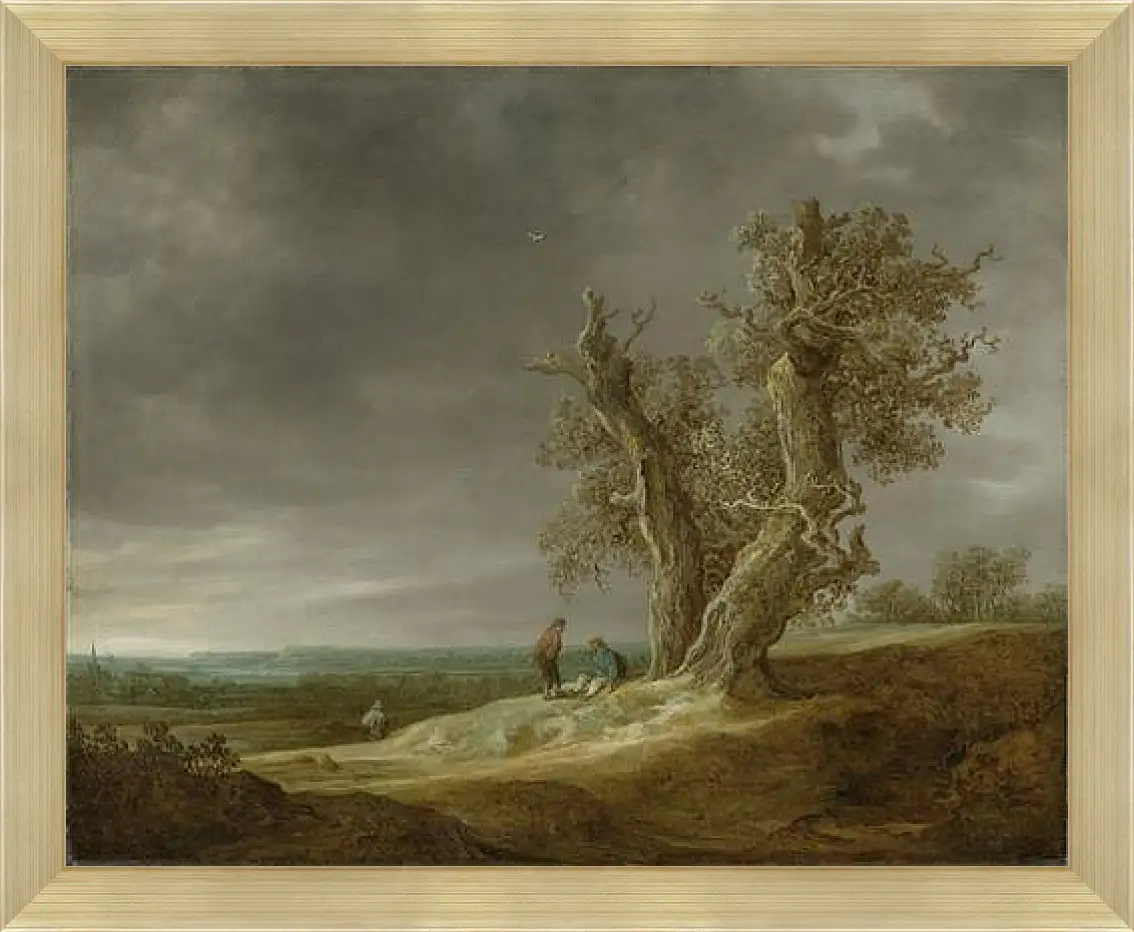 Картина в раме - Landscape with two oaks. Ян ван Гойен