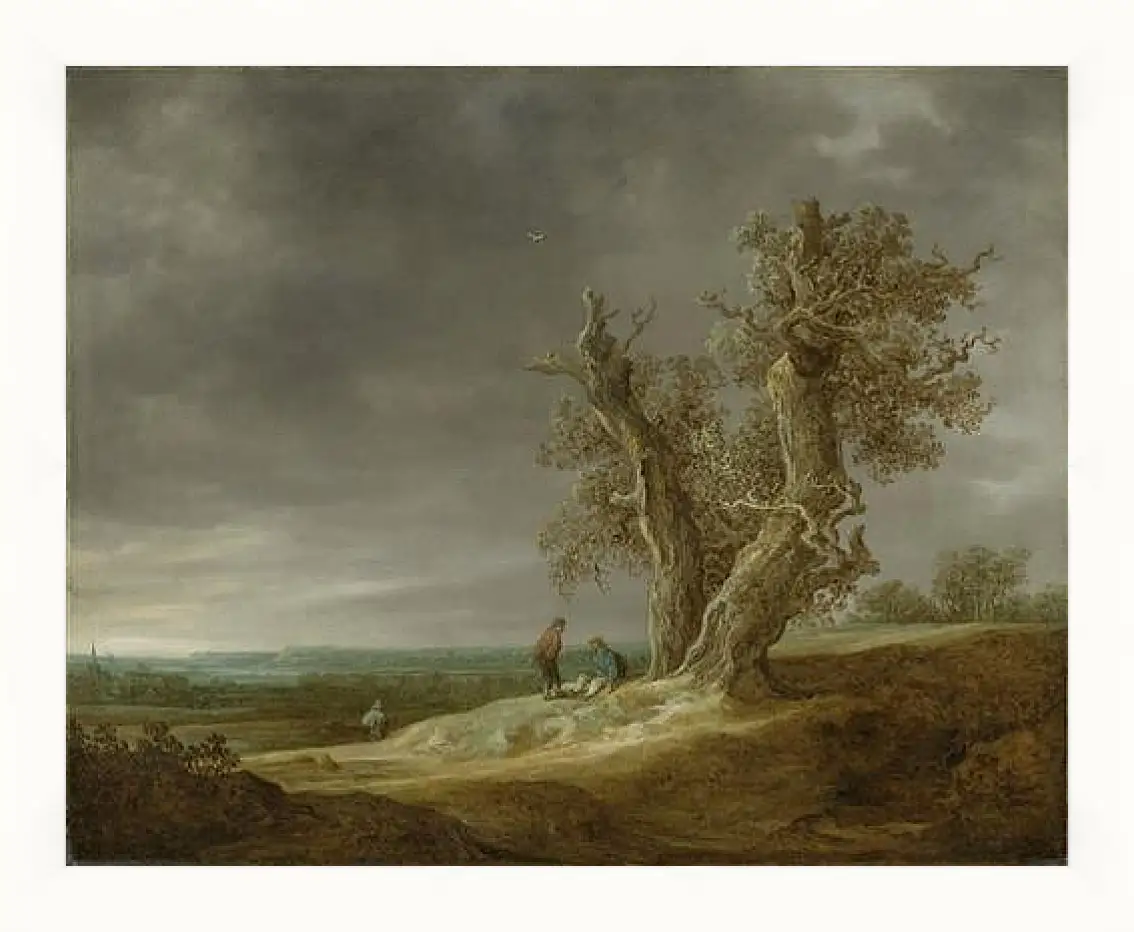 Картина в раме - Landscape with two oaks. Ян ван Гойен