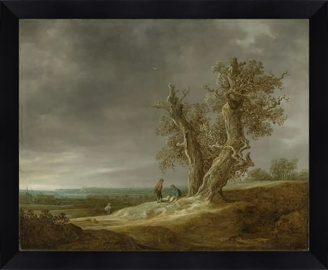 Картина в раме - Landscape with two oaks. Ян ван Гойен