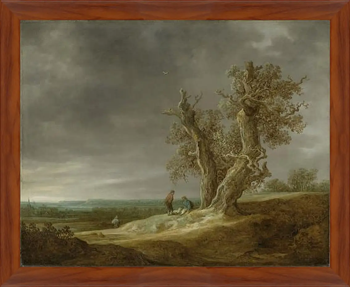 Картина в раме - Landscape with two oaks. Ян ван Гойен