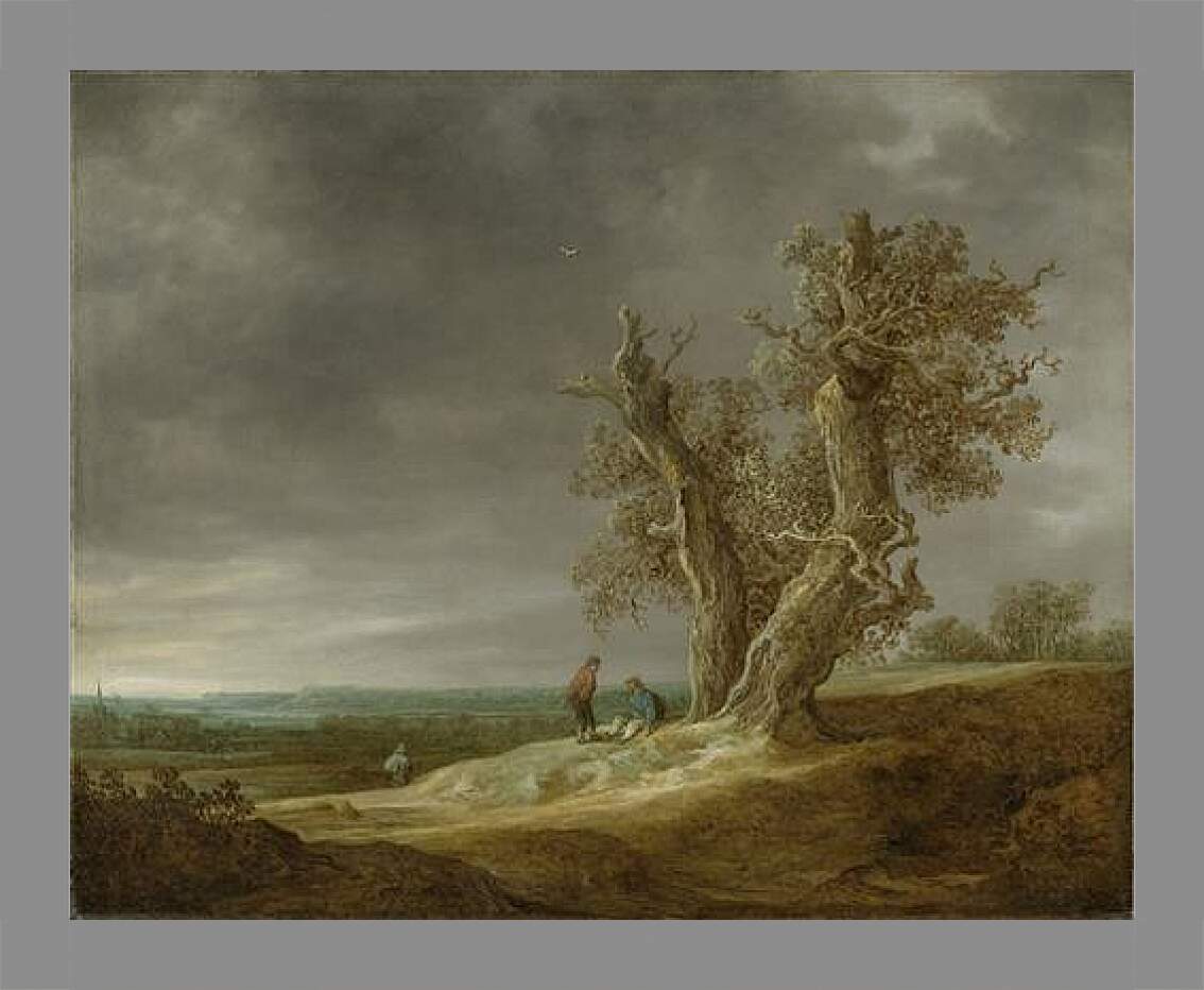 Картина в раме - Landscape with two oaks. Ян ван Гойен