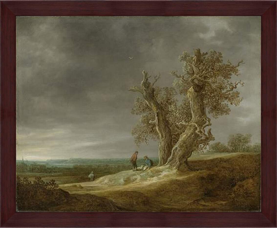 Картина в раме - Landscape with two oaks. Ян ван Гойен