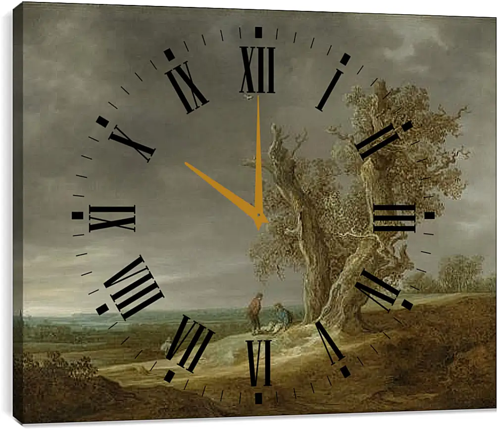 Часы картина - Landscape with two oaks. Ян ван Гойен