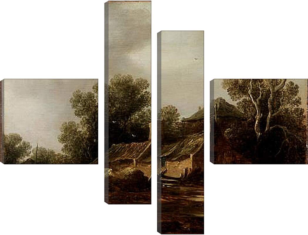 Модульная картина - Landscape with peasants hut. Ян ван Гойен