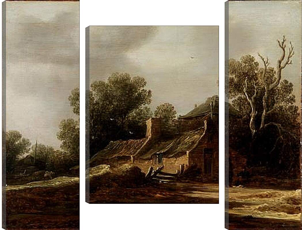 Модульная картина - Landscape with peasants hut. Ян ван Гойен