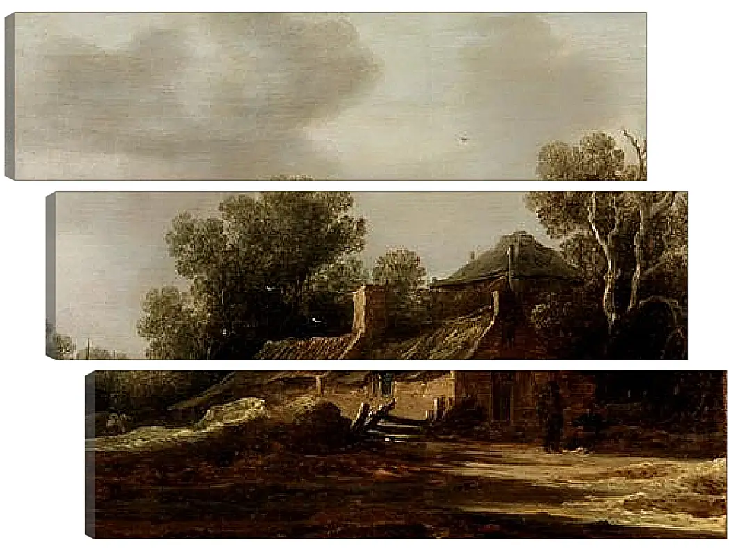 Модульная картина - Landscape with peasants hut. Ян ван Гойен