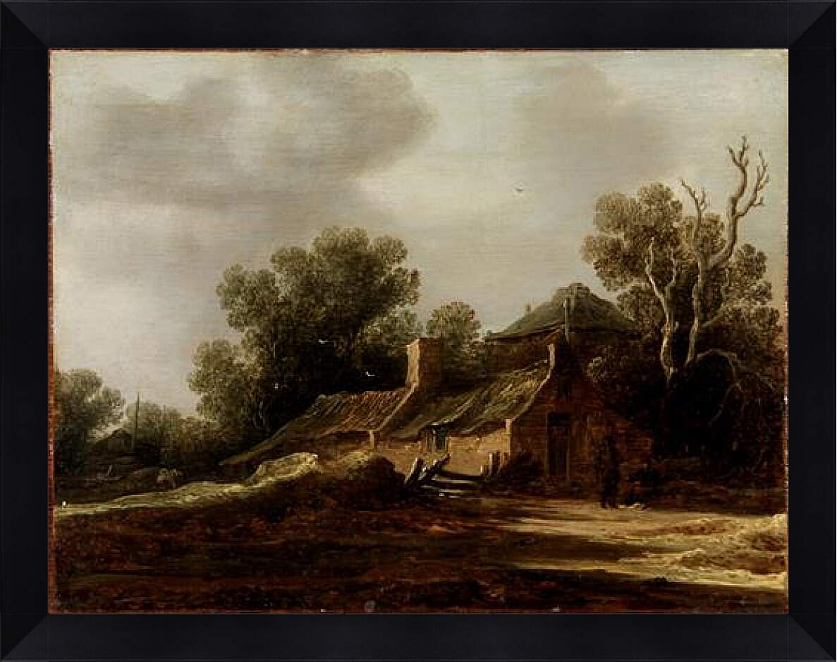 Картина в раме - Landscape with peasants hut. Ян ван Гойен