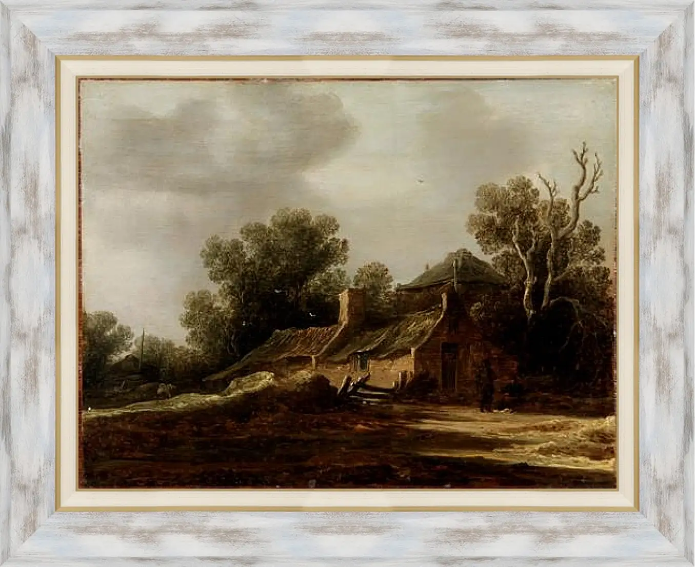 Картина в раме - Landscape with peasants hut. Ян ван Гойен