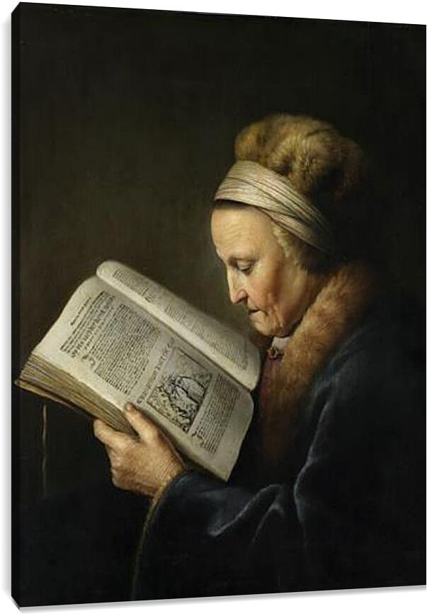Постер и плакат - Oude vrouw lezend in een lectionarium. Рембрандт