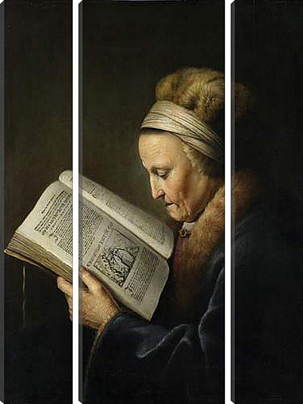 Модульная картина - Oude vrouw lezend in een lectionarium. Рембрандт