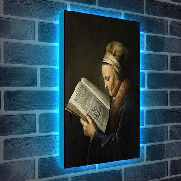 Лайтбокс световая панель - Oude vrouw lezend in een lectionarium. Рембрандт