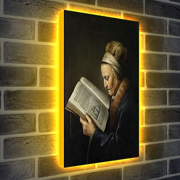 Лайтбокс световая панель - Oude vrouw lezend in een lectionarium. Рембрандт