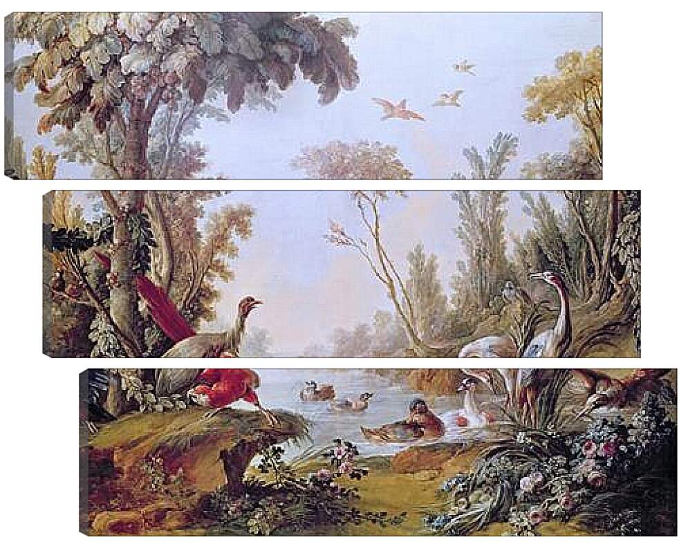 Модульная картина - Lake with geese, storks, parrots and herons from the Salon of Gilles Demarteau. Франсуа Буше