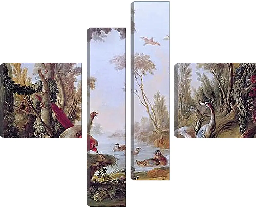 Модульная картина - Lake with geese, storks, parrots and herons from the Salon of Gilles Demarteau. Франсуа Буше