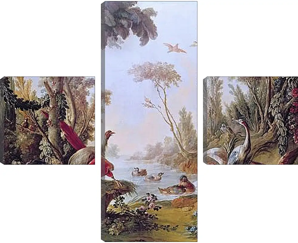 Модульная картина - Lake with geese, storks, parrots and herons from the Salon of Gilles Demarteau. Франсуа Буше