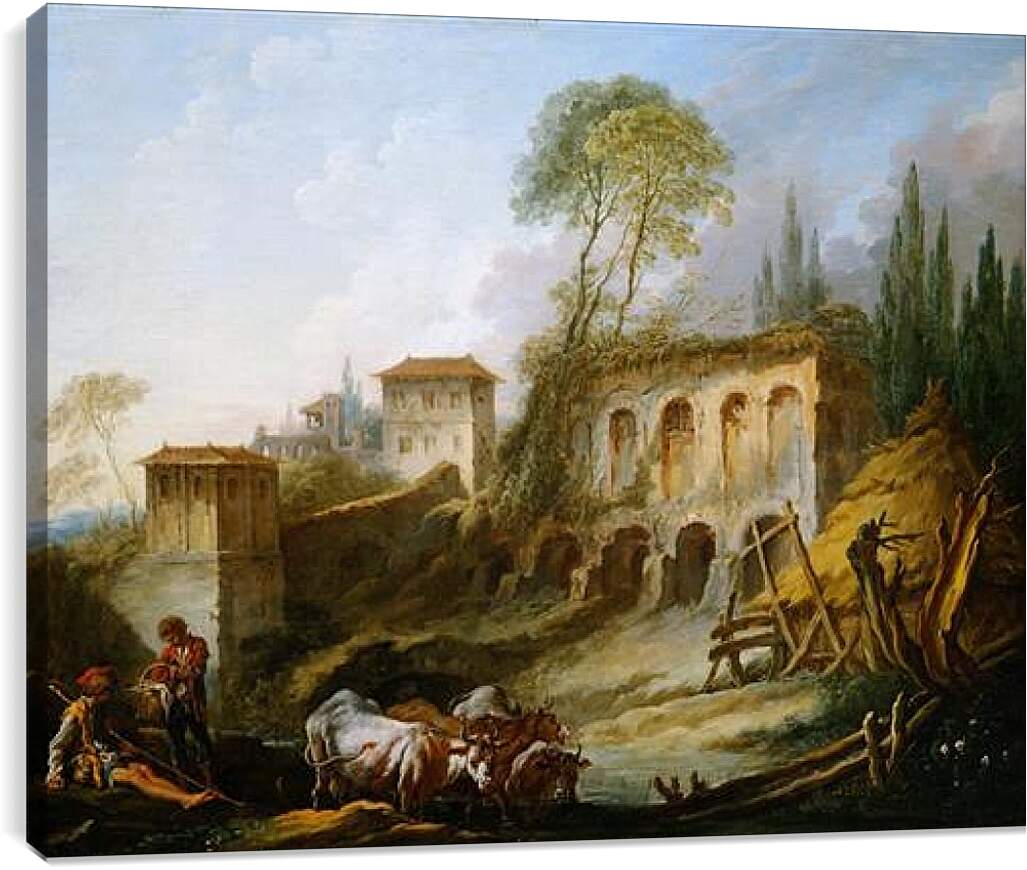 Постер и плакат - Imaginary Landscape with the Palatine Hill from Campo Vaccino. Франсуа Буше