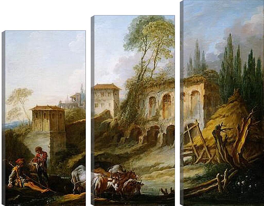 Модульная картина - Imaginary Landscape with the Palatine Hill from Campo Vaccino. Франсуа Буше