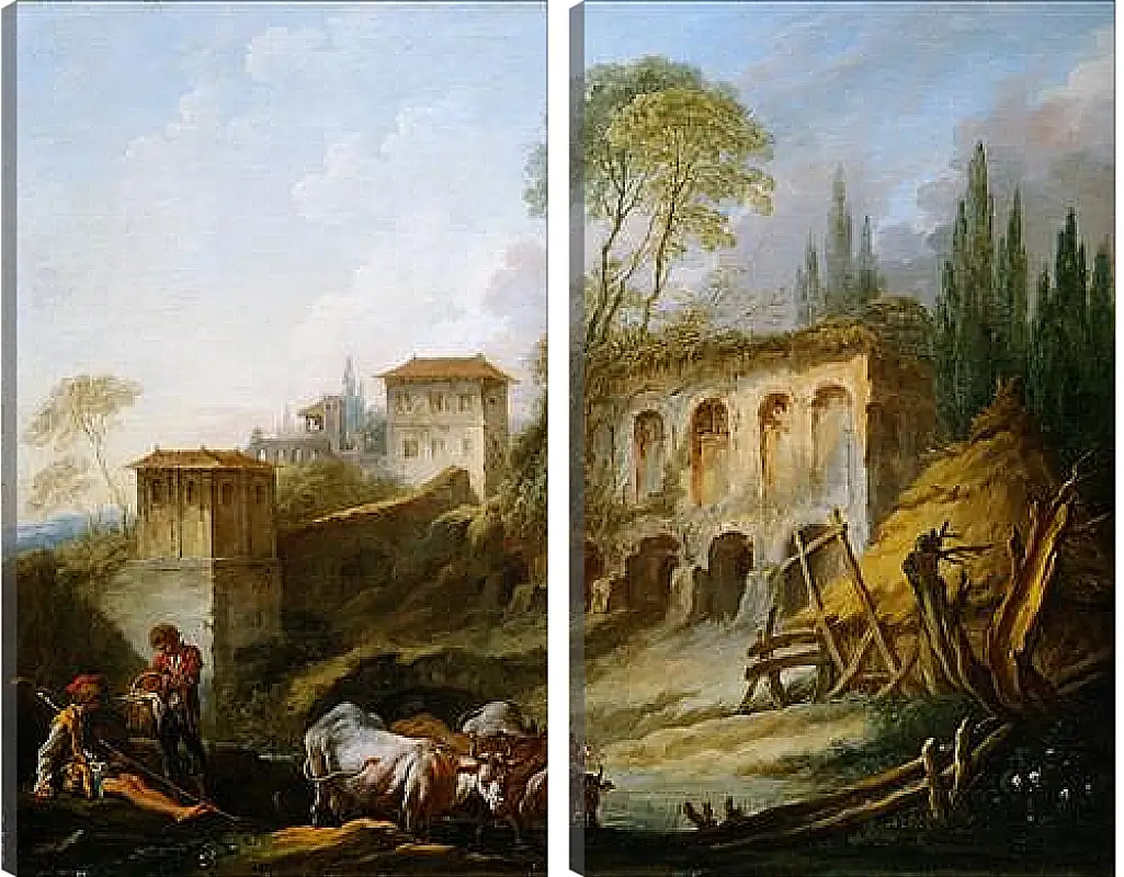 Модульная картина - Imaginary Landscape with the Palatine Hill from Campo Vaccino. Франсуа Буше